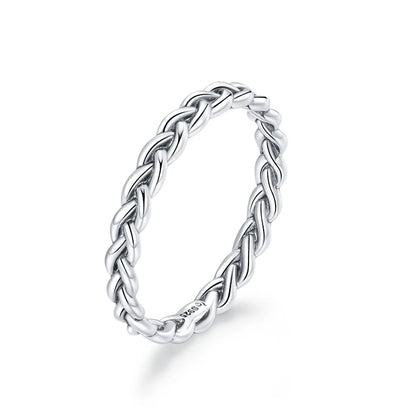 925 Sterling Silver Twisted Eternity Ring with Braided Texture
