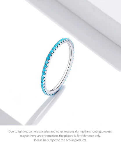 Sterling Silver Stackable Zircon Ring – Micro Pave Wedding Band