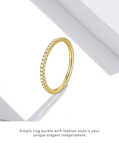 Gold Plated Zircon Stacking Ring – 925 Sterling Silver
