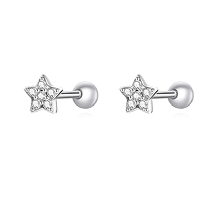 Brilliant Star and Butterfly Sterling Silver Stud Earrings