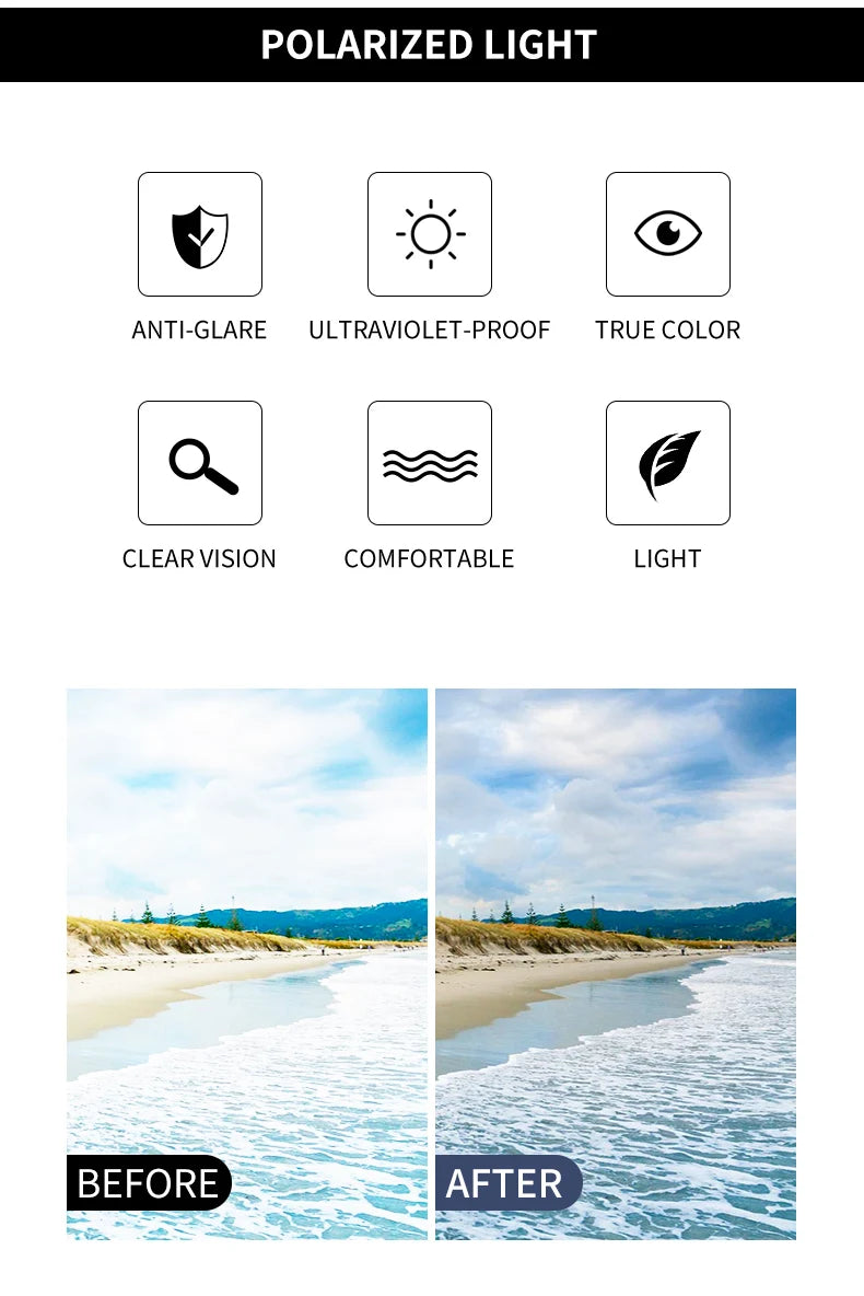 Square Polarized Sunglasses – Stainless Steel Frame