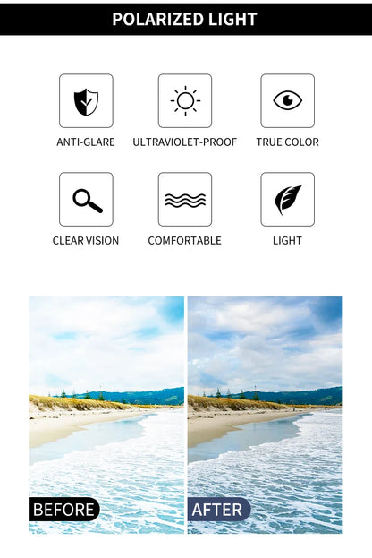 Square Polarized Sunglasses – Stainless Steel Frame