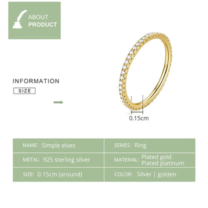 Gold Plated Zircon Stacking Ring – 925 Sterling Silver