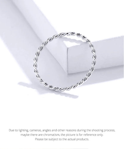 925 Sterling Silver Twisted Eternity Ring with Braided Texture