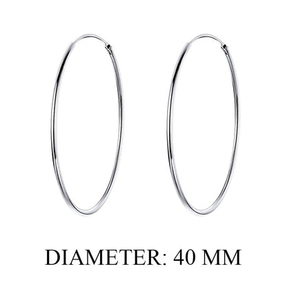 Large Round Hoop Earrings – Sterling Silver Platinum Plated