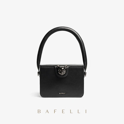 Boxy Genuine Leather Flap Bag – Cartoon Lock Design