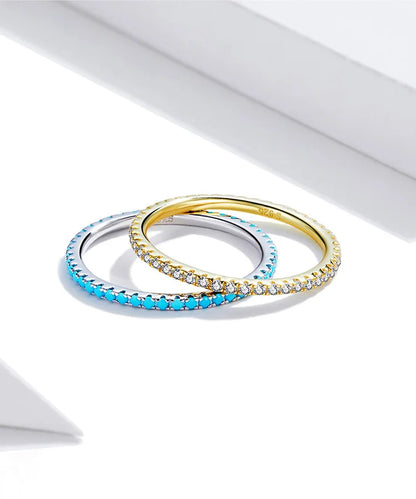 Gold Plated Zircon Stacking Ring – 925 Sterling Silver