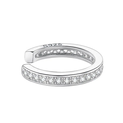 925 Sterling Silver CZ Ear Cuff Clip Earring with Geometric Design
