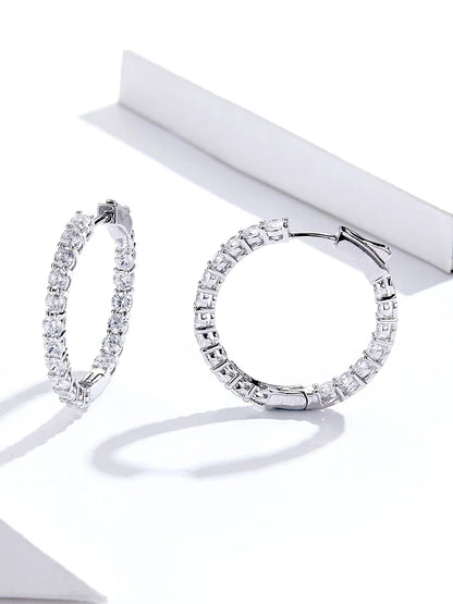 Cubic Zirconia Round Stud Earrings with Screw-Back Closure