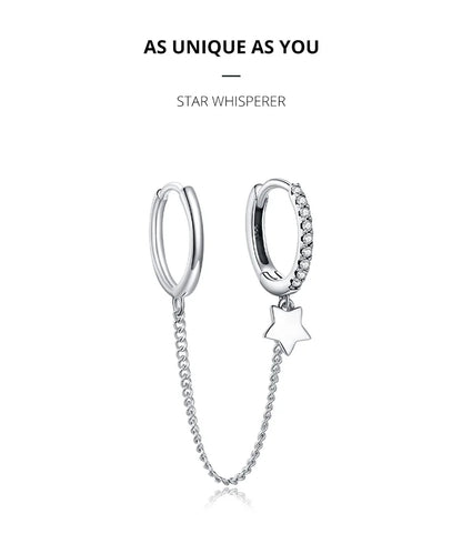 Sterling Silver Mono-earring with Zircon – Clip-On Geometric Style