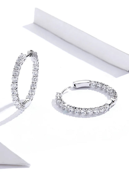 Cubic Zirconia Round Stud Earrings with Screw-Back Closure