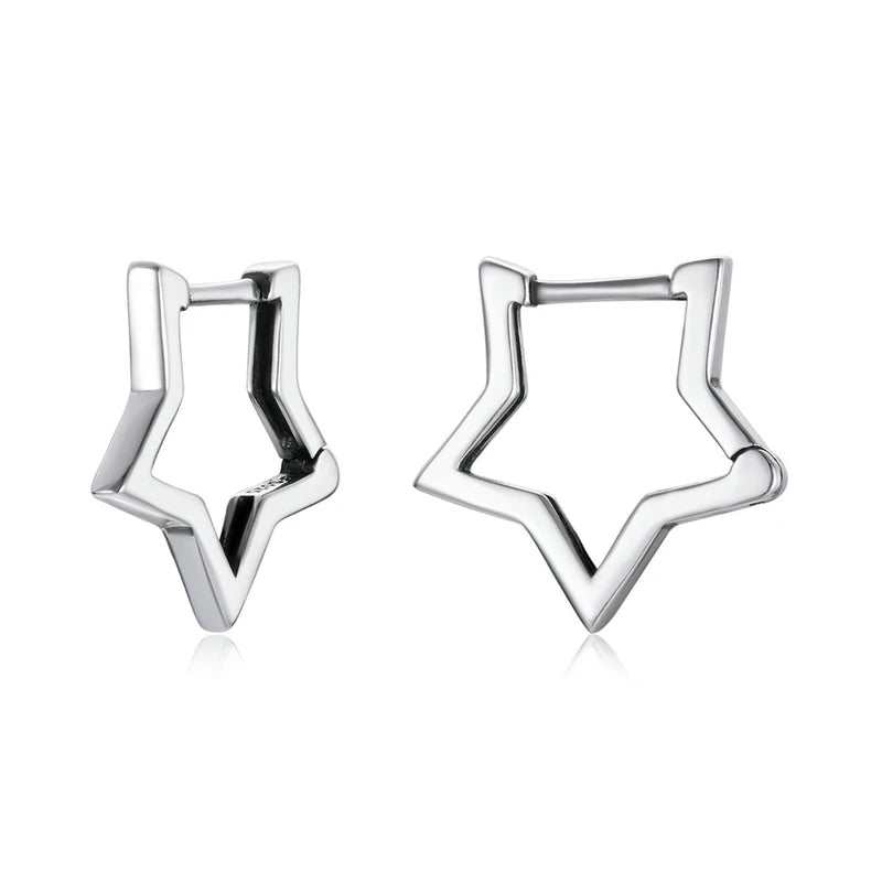 Star Hoop Earrings – Sterling Silver with Oxidized Finish