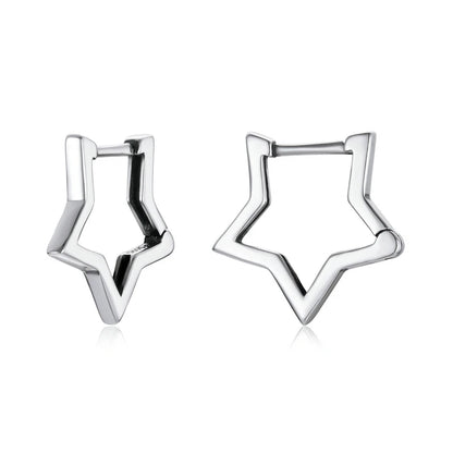 Star Hoop Earrings – Sterling Silver with Oxidized Finish