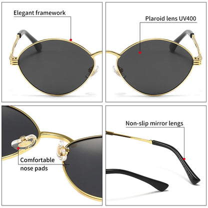 Alloy Oval Polarized Sunglasses