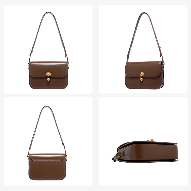 Split Leather Square Shoulder and Crossbody Bag