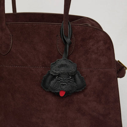 Schnauzer Leather Bag Charm Keychain