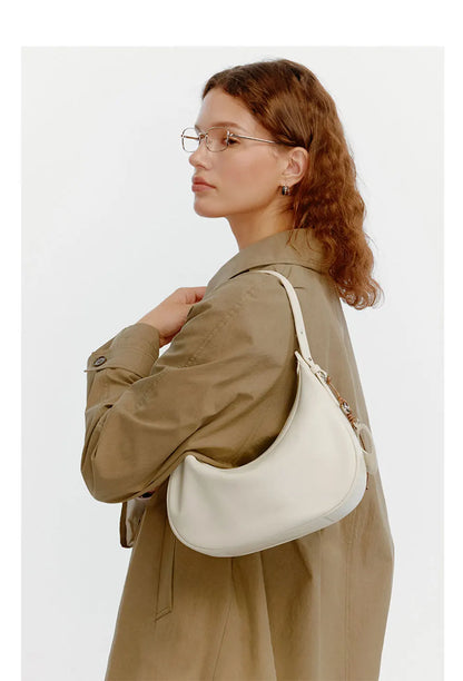 Genuine Leather Curved Tote Bag