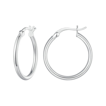 Hoop Earrings – 925 Sterling Silver, White Gold Plated