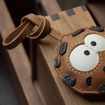 Premium Goatskin Leather Cookie Bag Charm Keychain