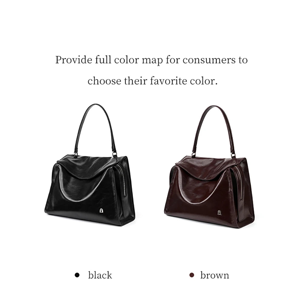 Genuine Leather Structured Tote Bag