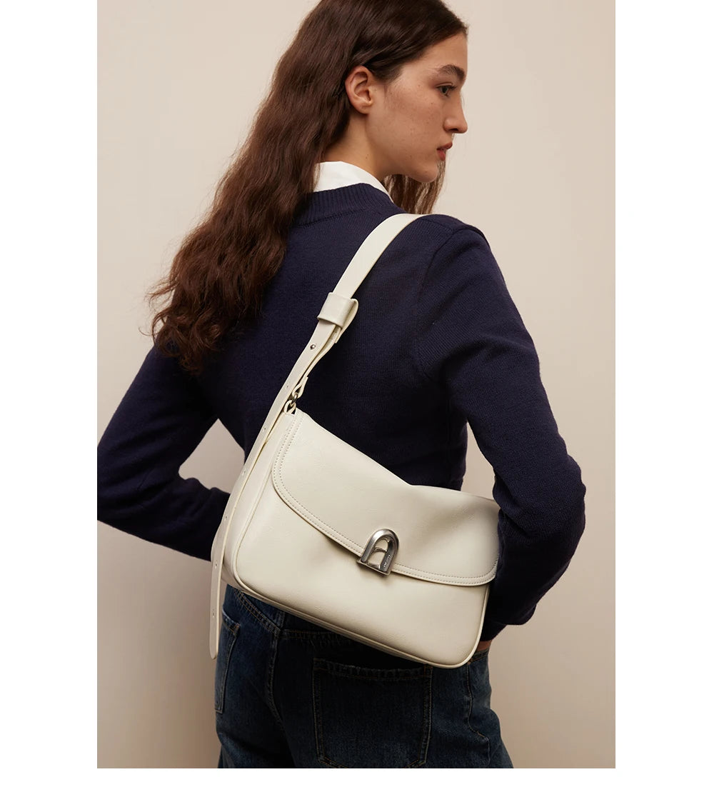 Split Leather Soft Square Shoulder Tote