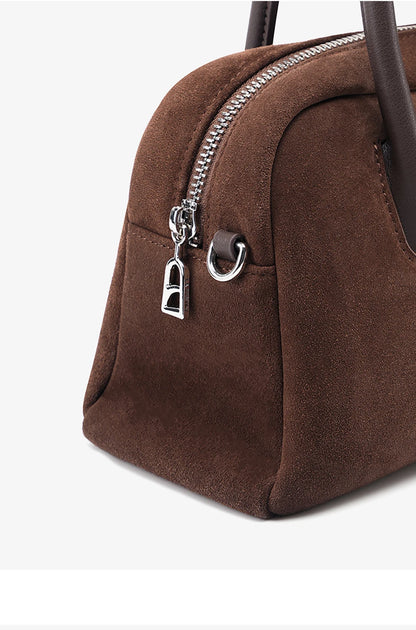 Split Leather Boston Handbag