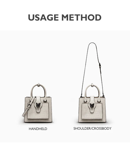Structured Business Tote in Genuine Leather with Lock Closure