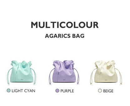 Genuine Leather Bucket Bag – Soft Casual with Open Pocket