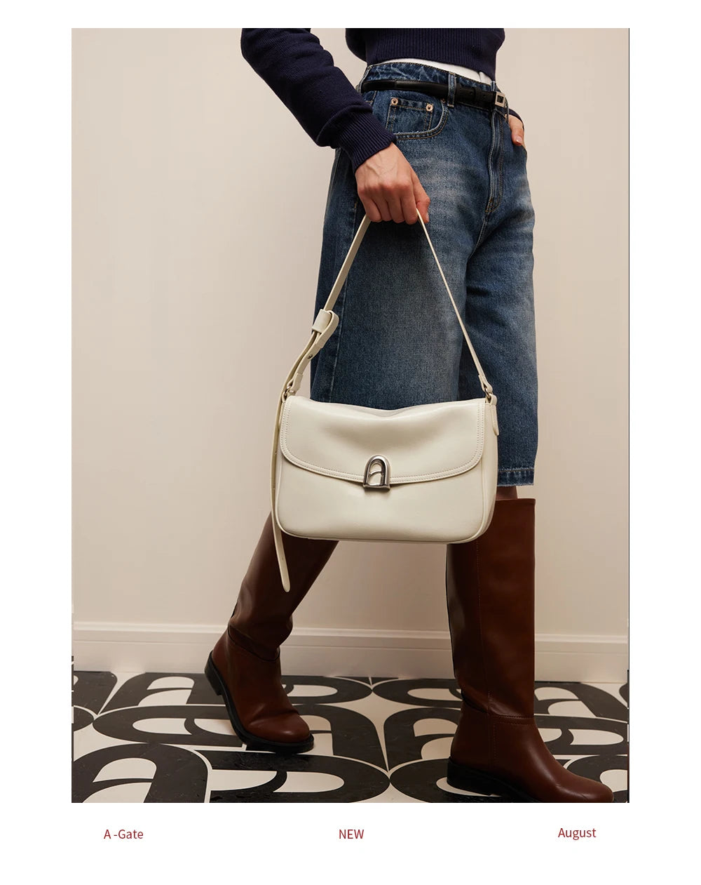 Split Leather Soft Square Shoulder Tote