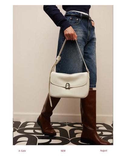 Split Leather Soft Square Shoulder Tote