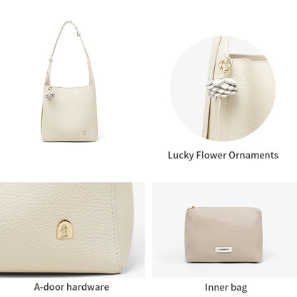 Soft Genuine Leather Bucket Bag