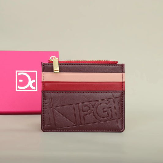 Compact Women’s PU Leather Monogram Wallet with Zipper and Card Slots