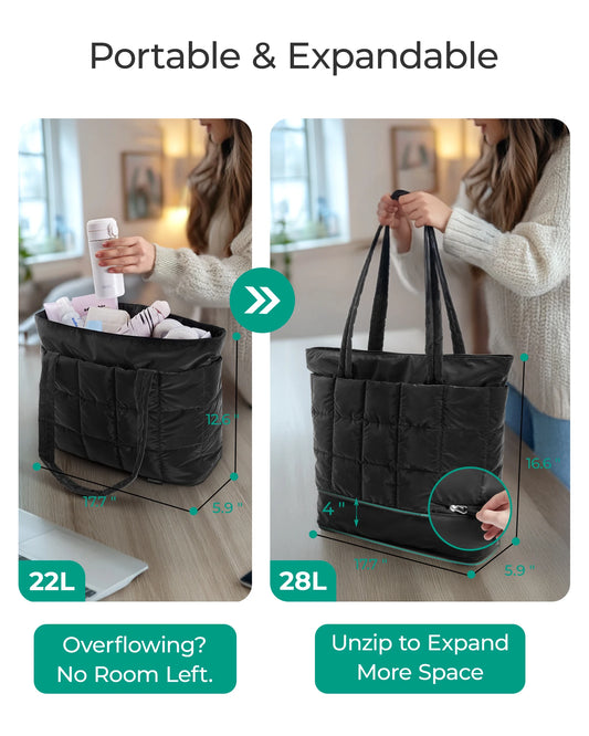 Expandable Milk Cotton Travel Tote Bag