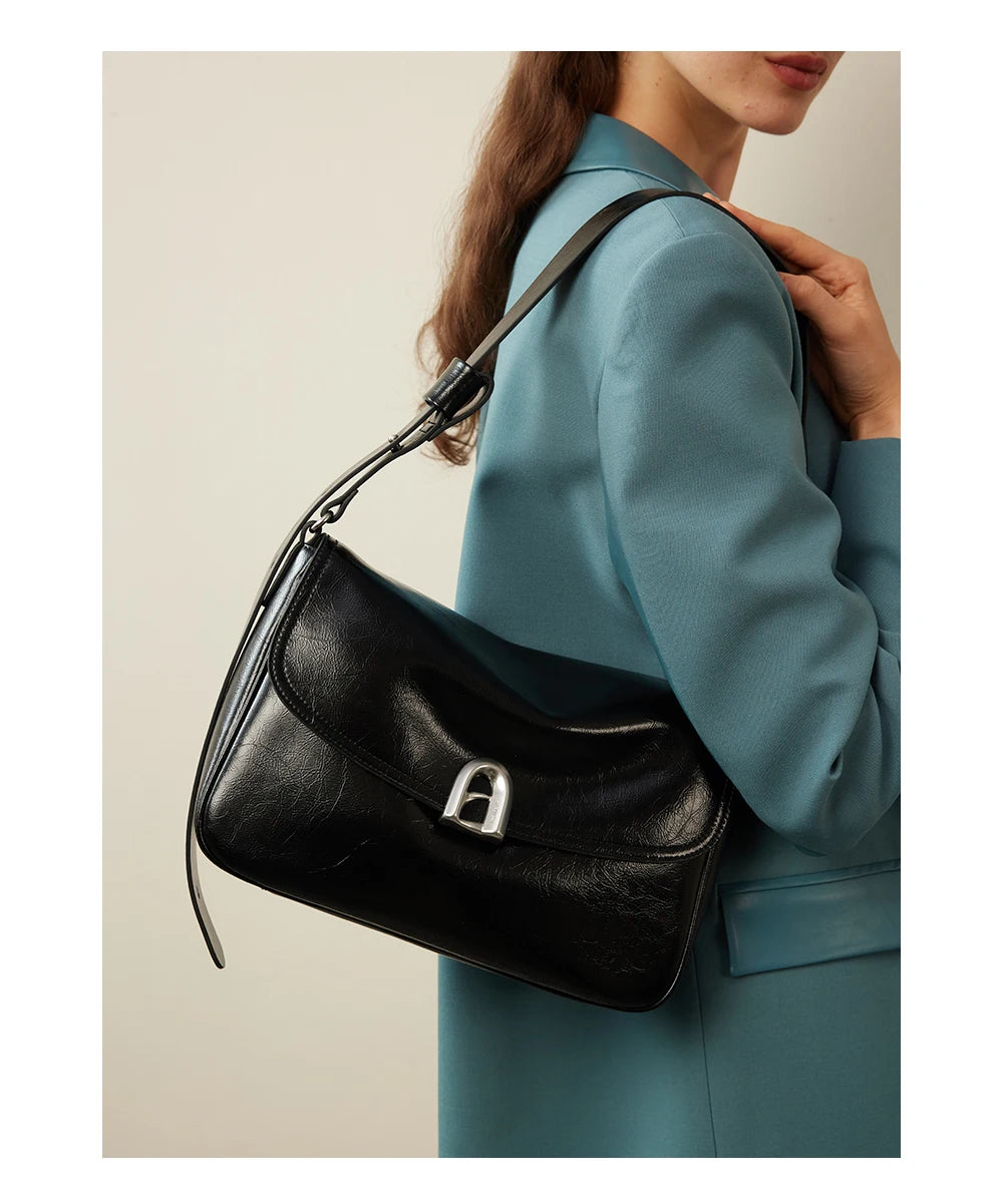 Split Leather Soft Square Shoulder Tote