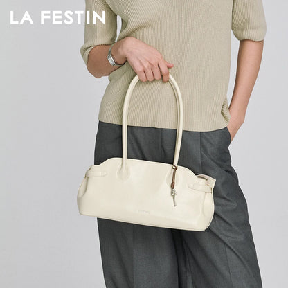 Genuine Leather Baguette Tote Bag