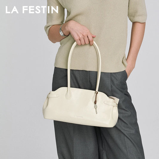 Genuine Leather Baguette Tote Bag