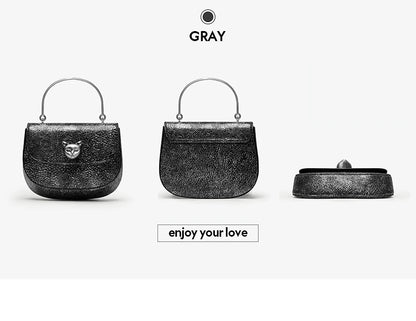 Genuine Leather Half-Moon Crossbody Bag – Flap Lock Design