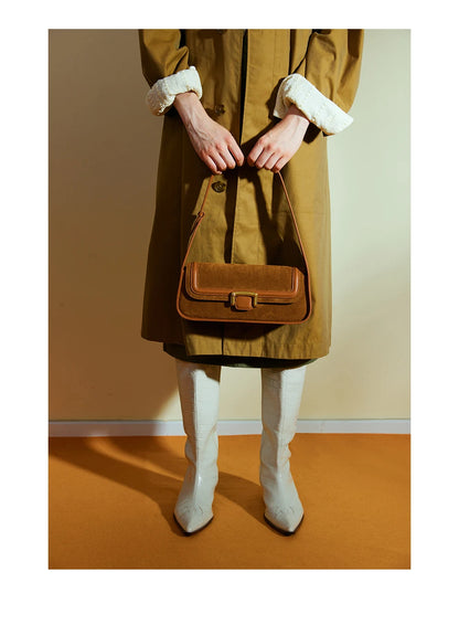 Split Leather Firm Shoulder Bag