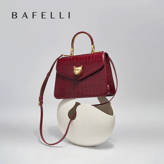 Crocodile Pattern Genuine Leather Flap Bag – Business Style with Lock