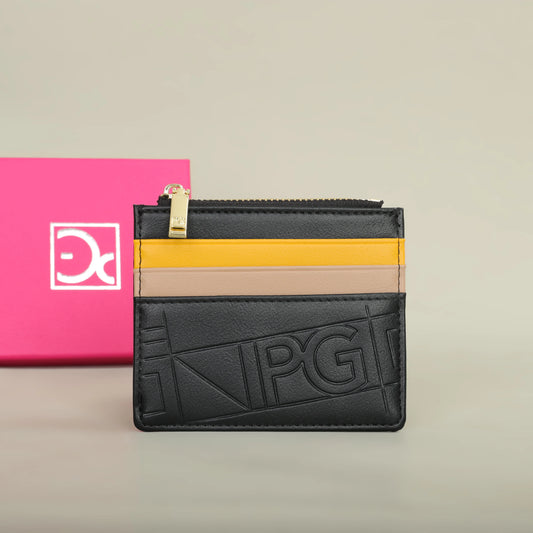 Compact Women’s PU Leather Monogram Wallet with Zipper and Card Slots