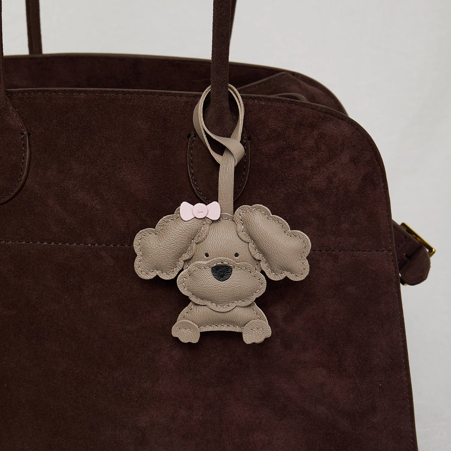 Schnauzer Leather Bag Charm Keychain