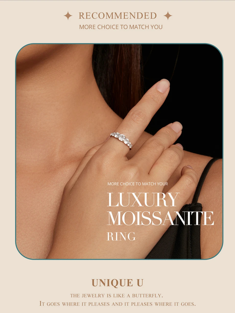 Delicate Moissanite Ring – 925 Sterling Silver Classic Wedding Band