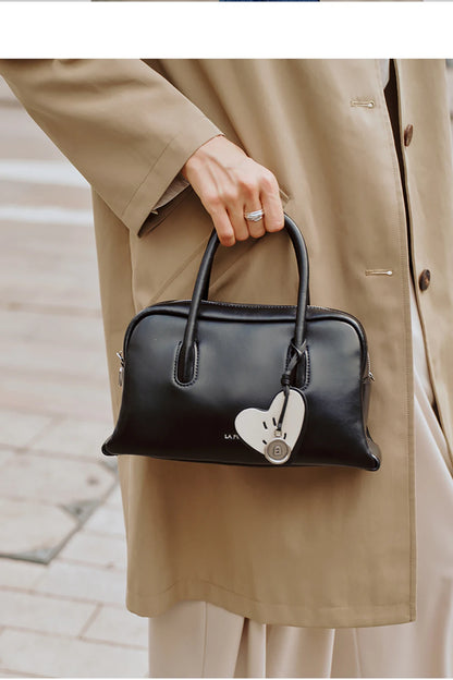 Split Leather Compact Shoulder and Crossbody Tote