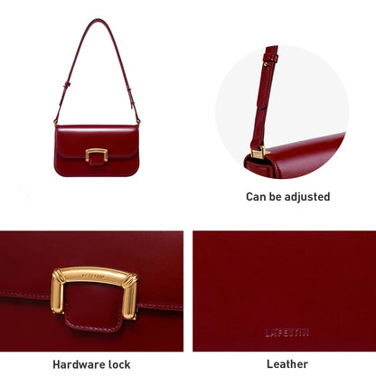 Structured Split Leather Square Shoulder Bag