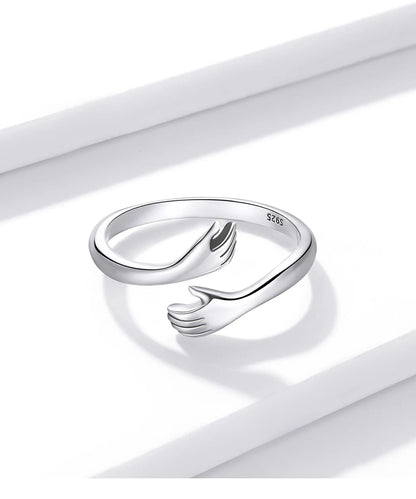 925 Sterling Silver Hug Ring with Open Adjustable Design