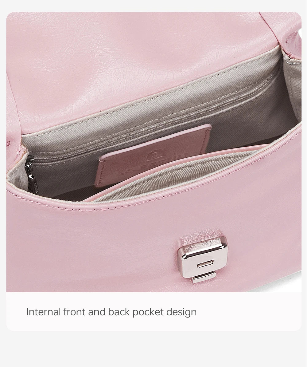 Split Leather Compact Square Tote