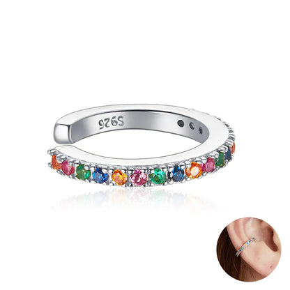 Sterling Silver Mono-earring with Zircon – Clip-On Geometric Style