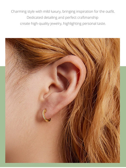 Zircon Huggie Hoop Earrings – 925 Sterling Silver