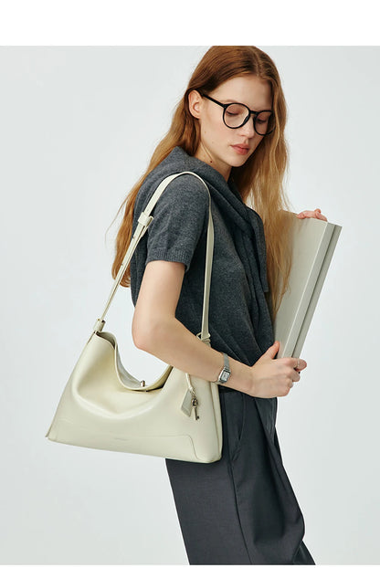 Split Leather Shoulder and Crossbody Tote Bag