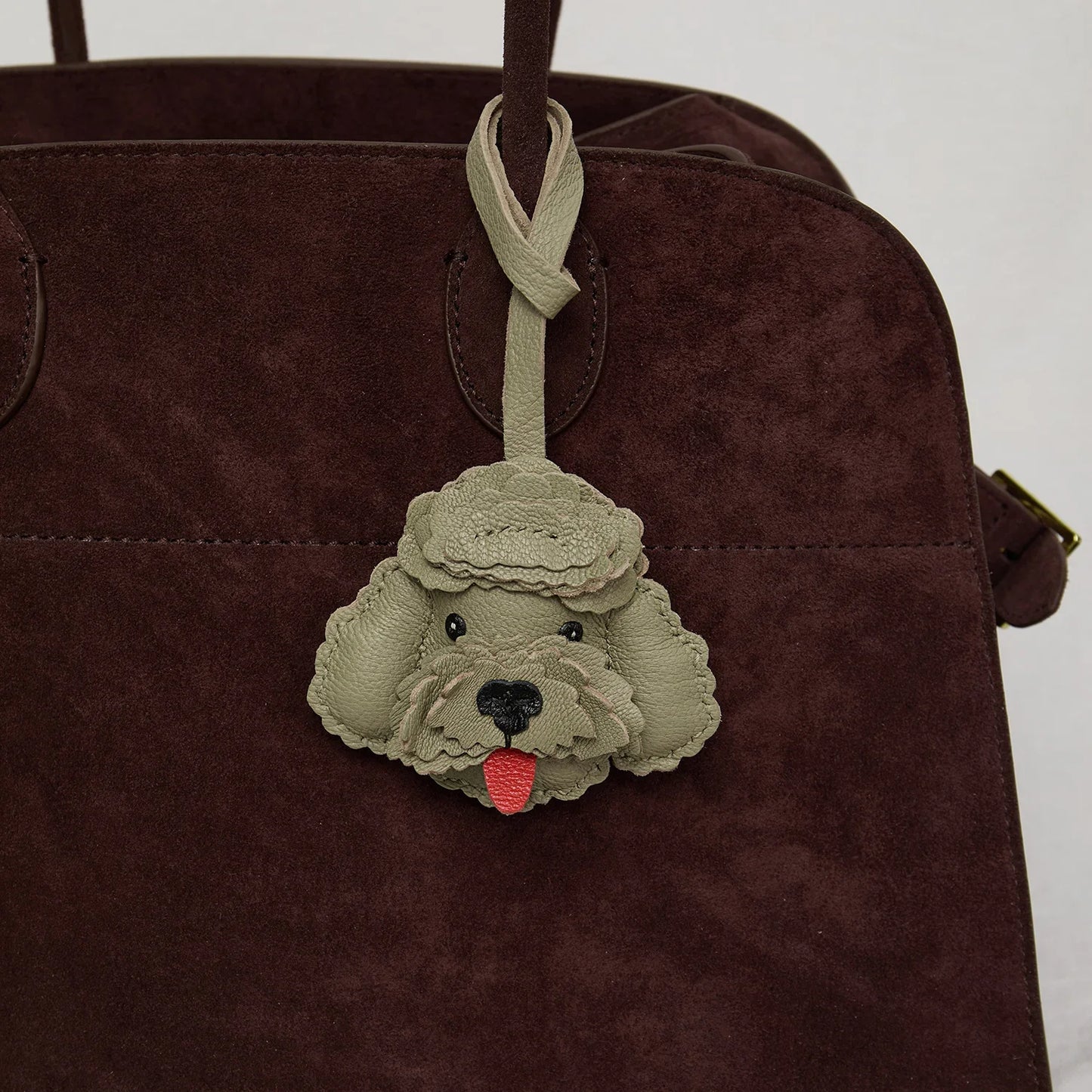 Teddy Dog Leather Bag Charm Keychain